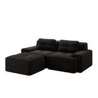 ECKSOFA boneless mit Tiefsitz, geschwungener Rückenlehne und flexiblem Aufbau, Schwarz - Schwarz, Textil (204/177cm) - Redom