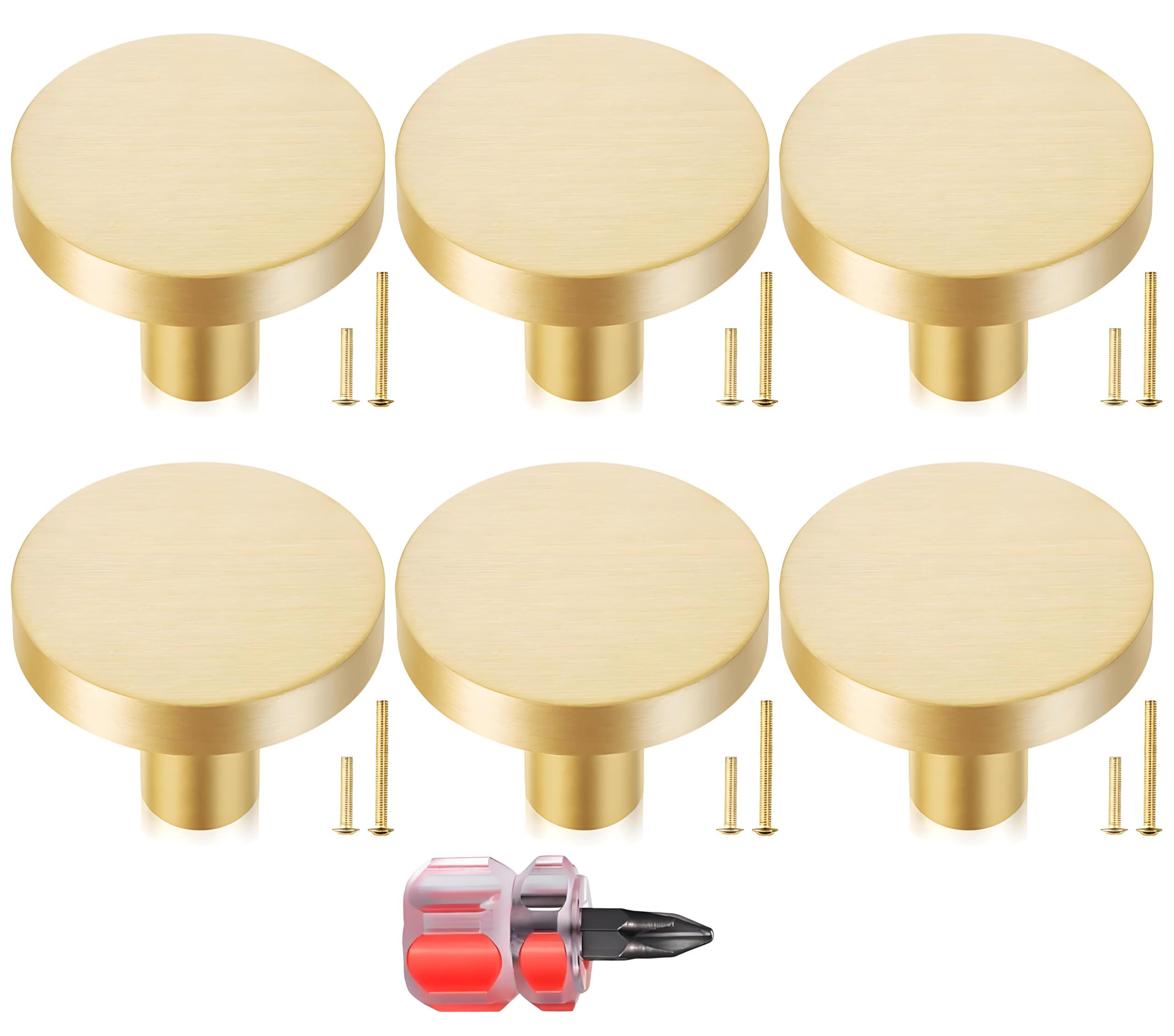 SCHRANKKNOPF Gold 6er-Set 30x25 mm Aluminium - Goldfarben, Metall (1.1/2.5/0.3cm)