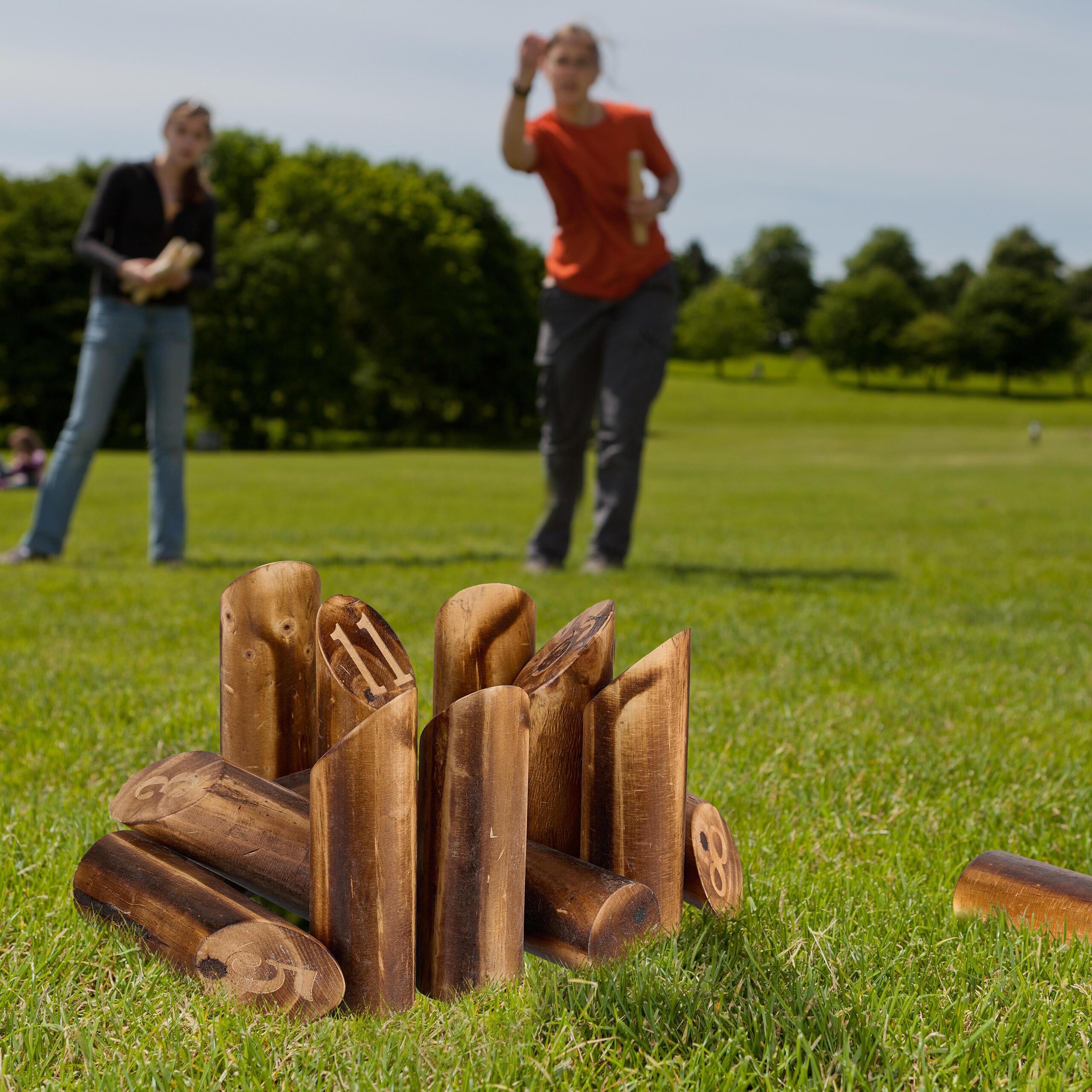 KUBB Wikingerspiel - Braun, Holz/Textil (28.5/17.5/18cm) - Relaxdays