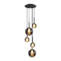GALERIELEUCHTE Belluna 5-flammig Rauch Ø 14/24cm - Anthrazit, Glas (24/24/45cm) - s.luce