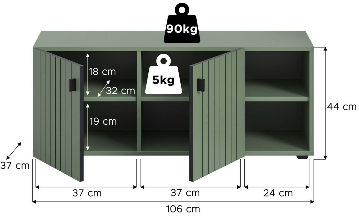 GARDEROBENBANK grün 106 cm, Garderobe Sitzbank mit Stauraum - Schwarz/Grün, Holzwerkstoff/Kunststoff (106/43/37cm) - Inn.Furn