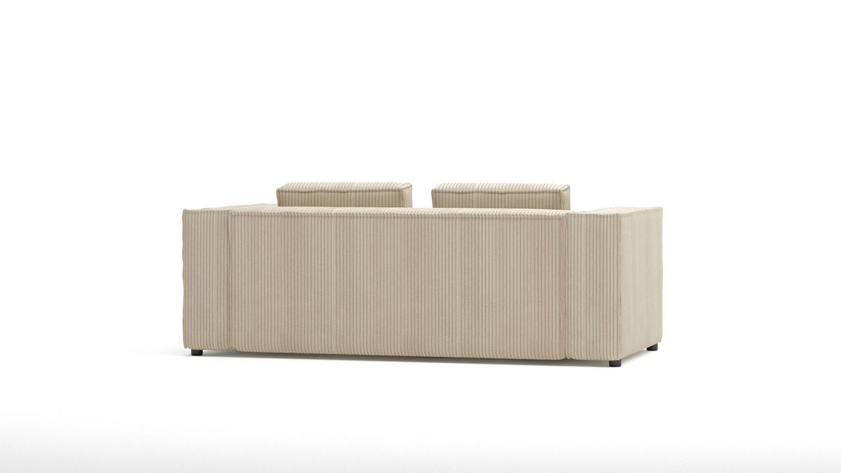 2-SITZER-SOFA Nova Beige Cord - Beige/Schwarz, Holz/Kunststoff (196/64/92cm) - S-Style Möbel