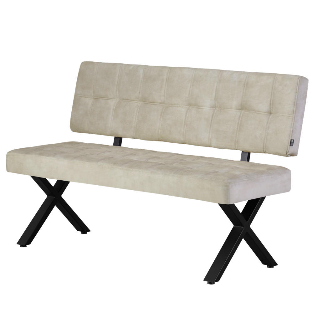 SITZBANK KAREN - Hellgrau, Textil/Metall (140/88/59cm)