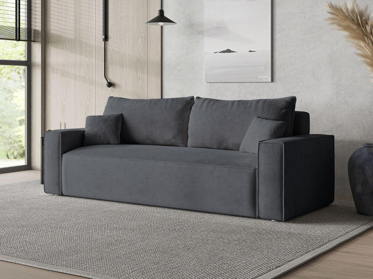 SOFA 230/90/70 Dunkelgrau Sivra - Dunkelgrau, Kunststoff/Textil (230/70/90cm) - Graingold