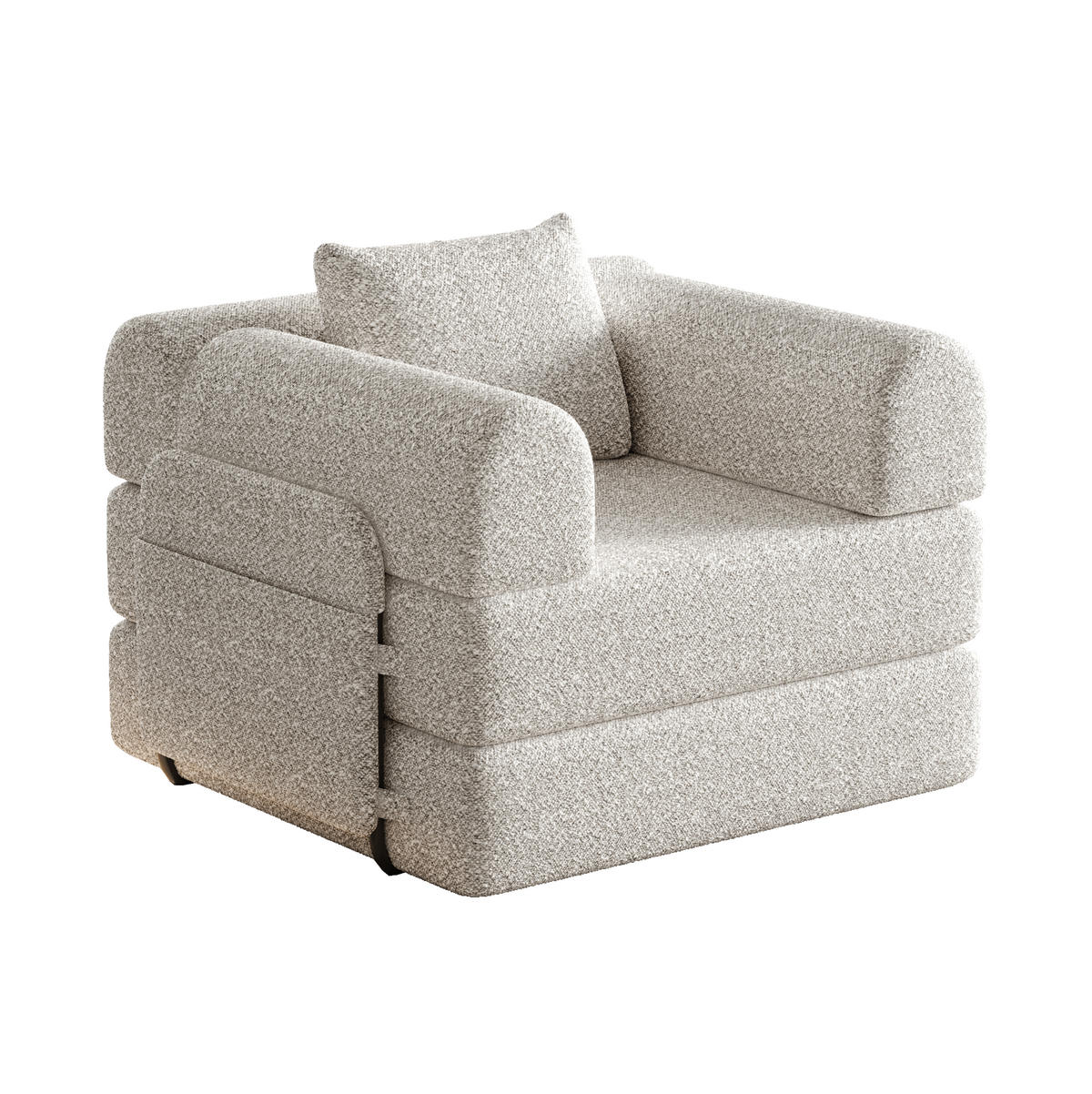 SCHLAFSOFA 2-in-1, Chenille mit Armlehnen-Staufach & Stahlrahmen, 94/181,6/49,5 cm, Beige - Beige, Textil (94/49.5/181.6cm) - Redom