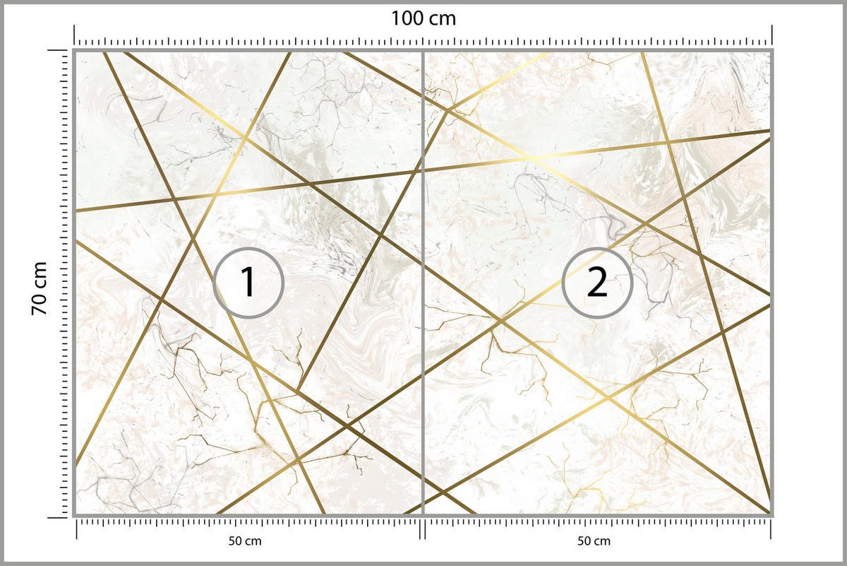 FOTOTAPETE Marmor Linien Abstraktion 100x70 - Gelb/Beige, Papier (100/70cm) - Muralo