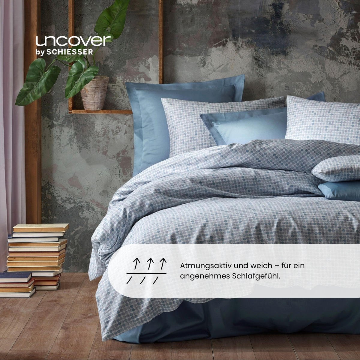 BETTWÄSCHESET Punto - Baumwollsatin - 2-teilig - 135x200cm - Hellblau - Hellblau, Textil (135/200cm) - Uncover by Schiesser