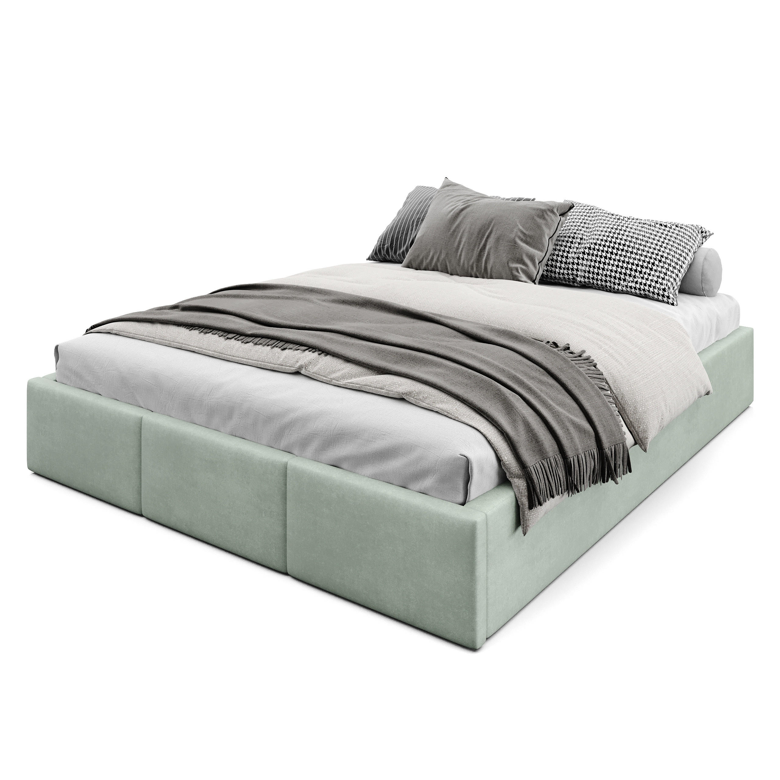 POLSTERBETT für Schlafzimmer Bett mit Stauraum Mint 160x200cm - Mintgrün, Holzwerkstoff/Textil - Muralo