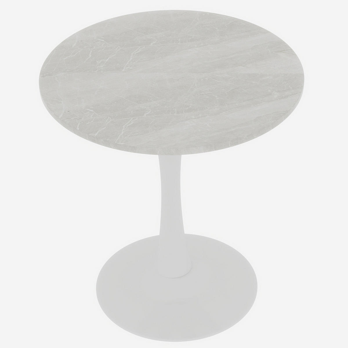 KONFERENČNÍ stolek 70/70/75 cm bílý z umělého mramoru s kulatou deskou - bílá, kámen (70/70/72cm) - OKWISH