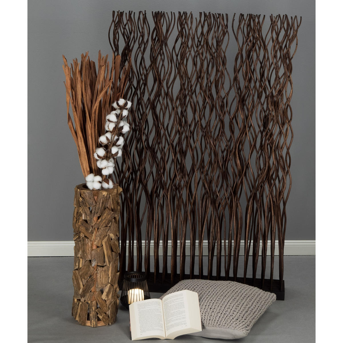 RAUMTEILER Kinki Weidenholz gewellt braun - Braun, Naturmaterialien (70/110/17cm) - CREEDWOOD