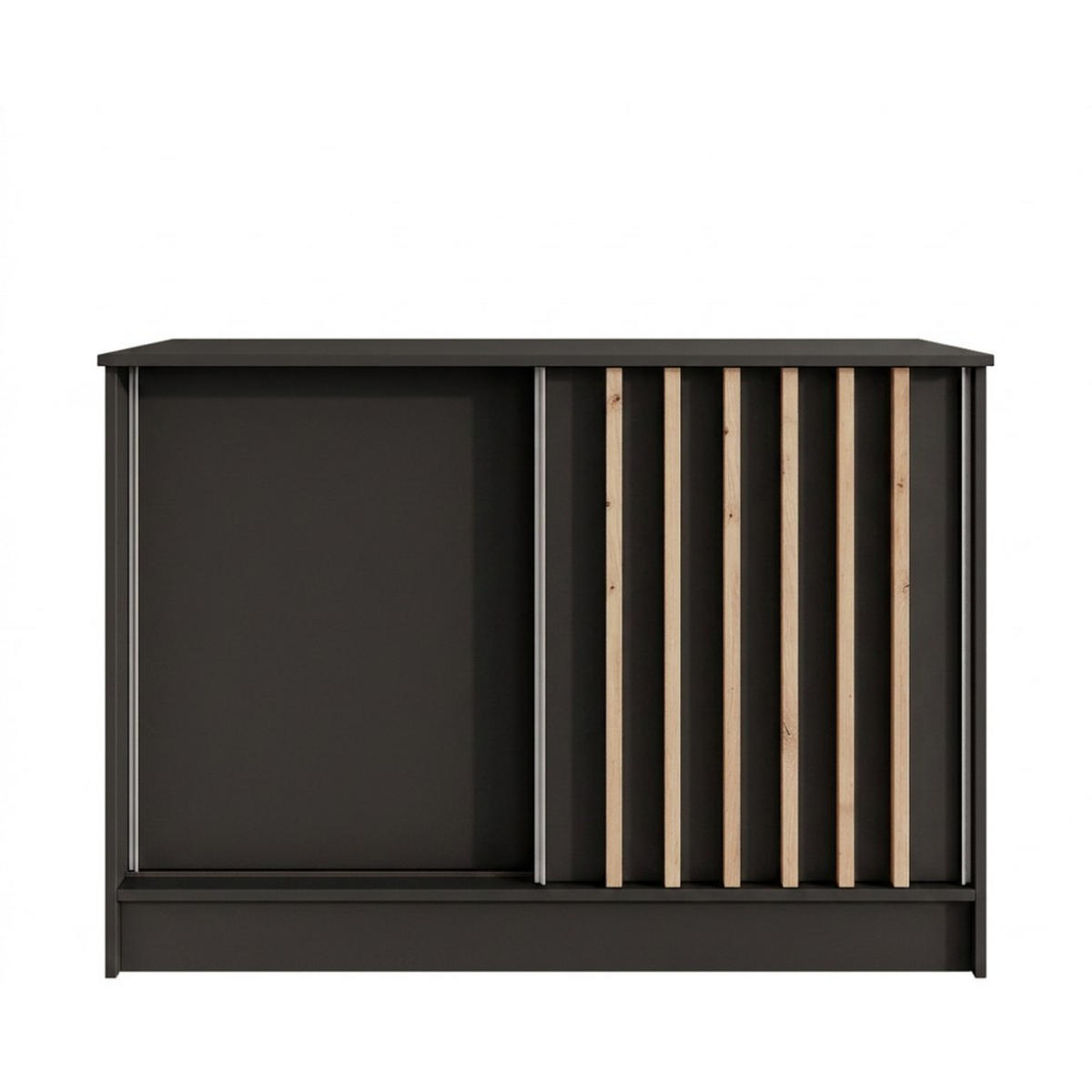 KOMMODE Horizon mit 2 Schiebetüren, Schwarz, 100 cm - Schwarz, Holzwerkstoff (101/85/43.5cm) - Beautysofa