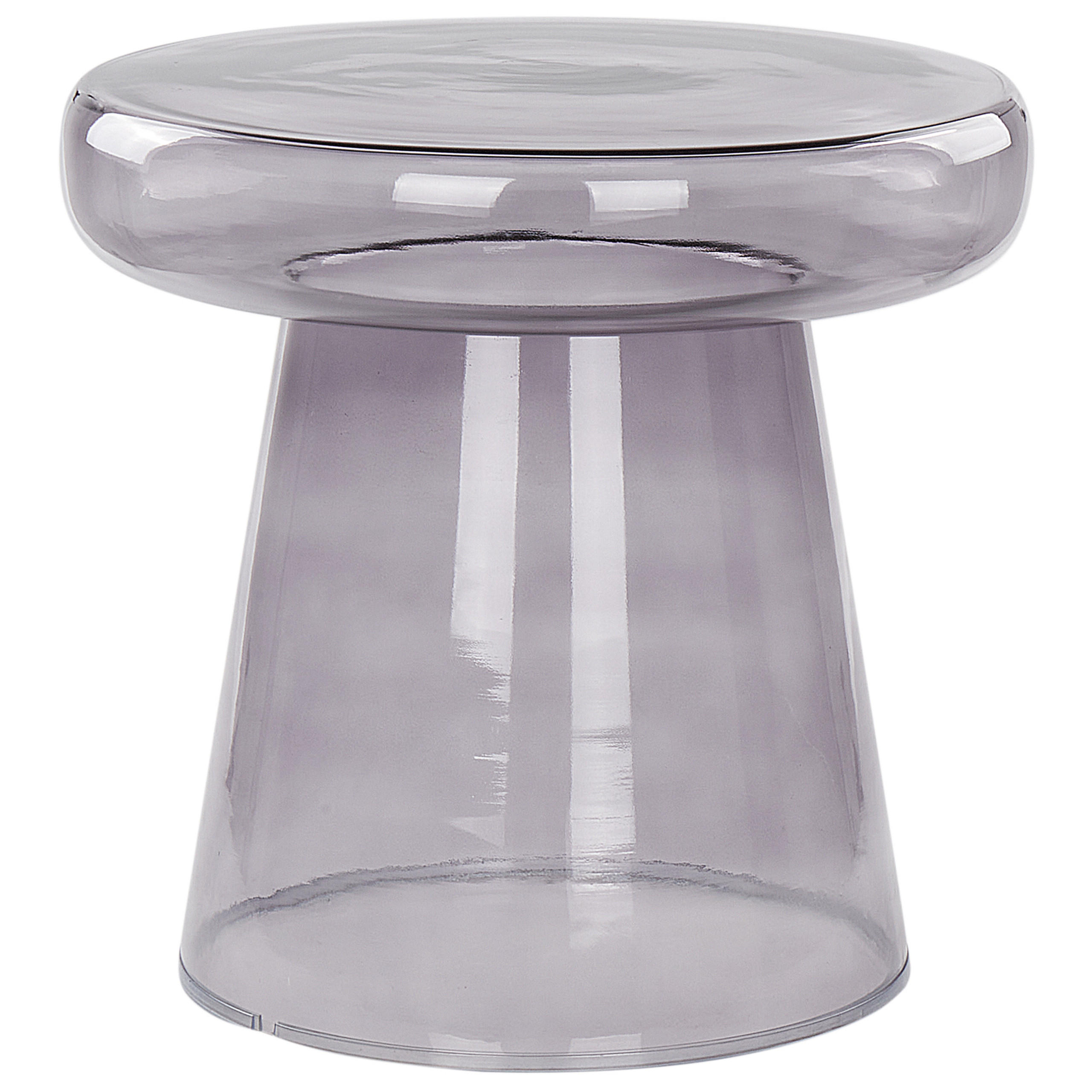 Beliani PŘÍSTAVNÝ STOLEK Rauchglas šedý kulatý 39 cm Caldera
