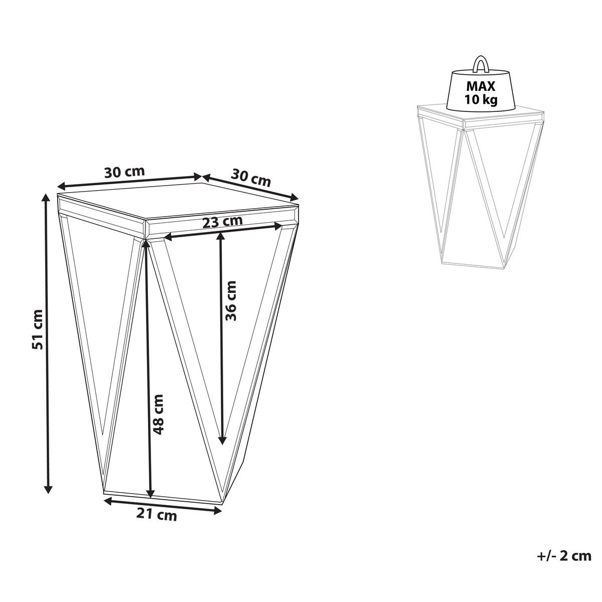 BEISTELLTISCH Silber verspiegelt Luxey - Silberfarben, Glas (30/30/51cm) - Beliani
