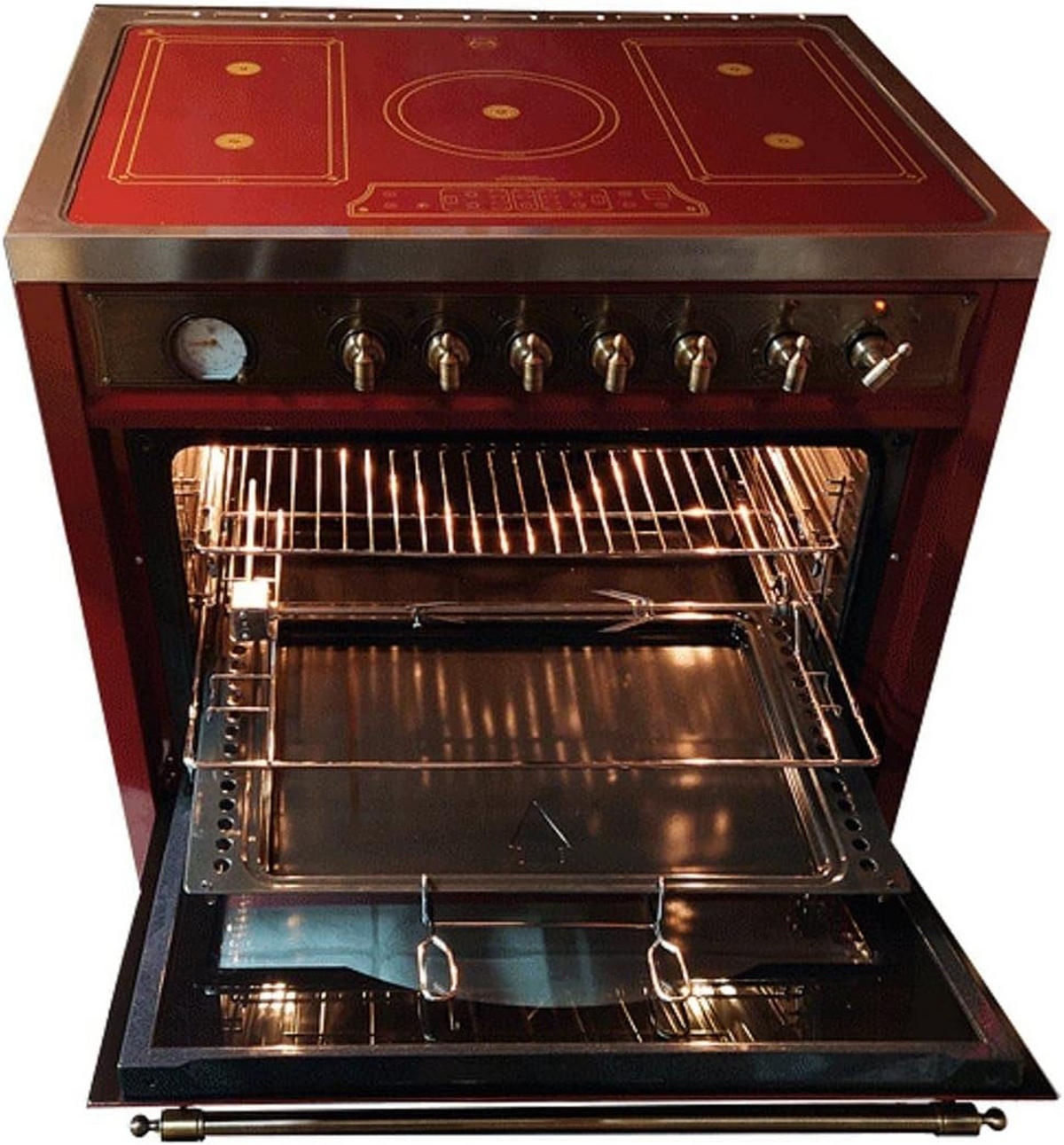 ELEKTRO- Standherd HC 93655 IRotEm, Induktionskochfeld 90 cm, Bordeaux - Bordeaux, Metall (90/90/60cm) - Kaiser Küchengeräte