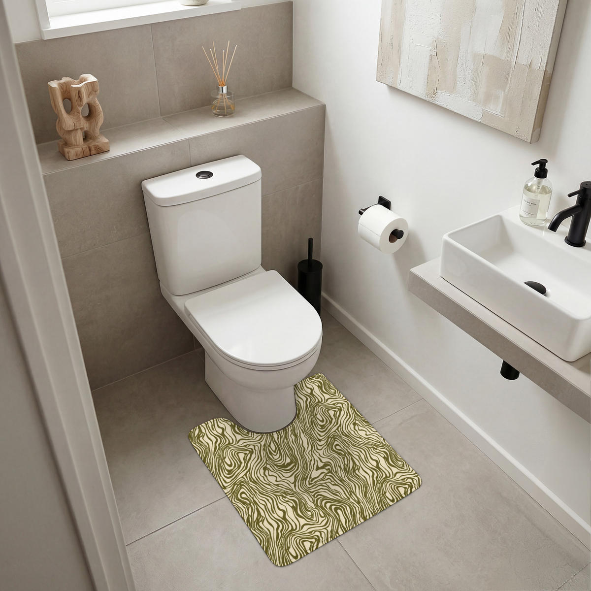 WC PŘEDLOŽKA Abstraktní - Mramor - Zelený 55x60 cm - tmavě zelená, textil/plast (55/1cm) - OnlyWow