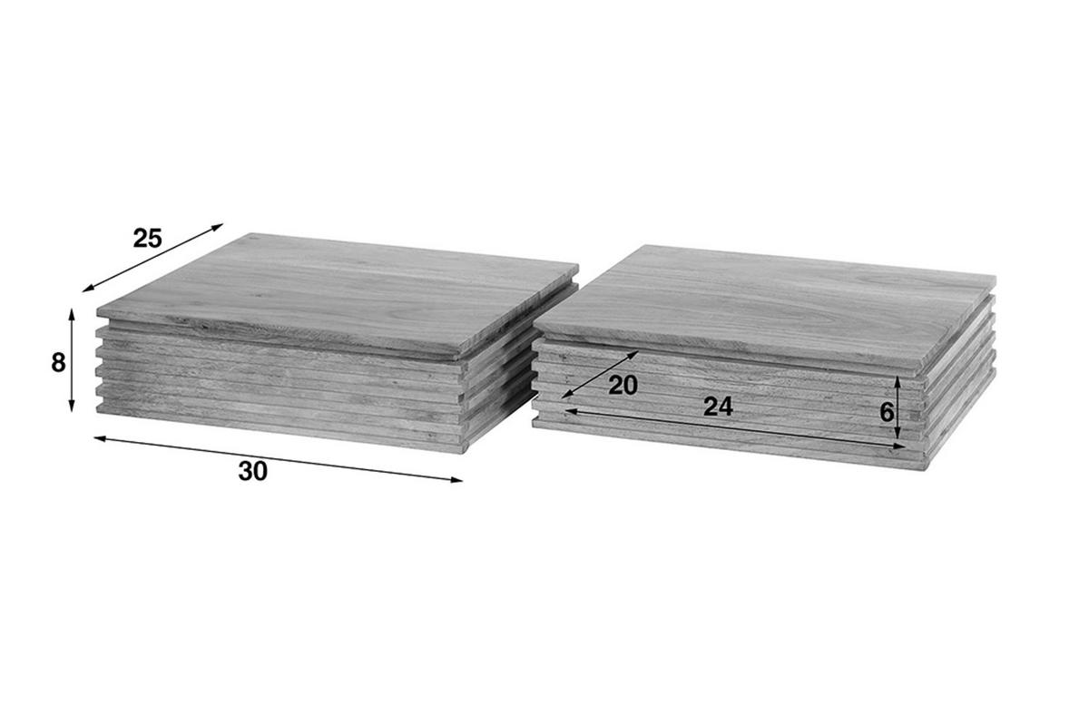 NACHTTISCH FIRU 2ER SET Holz Akazie - Braun, Holz (30/80/25cm) - KAWOLA