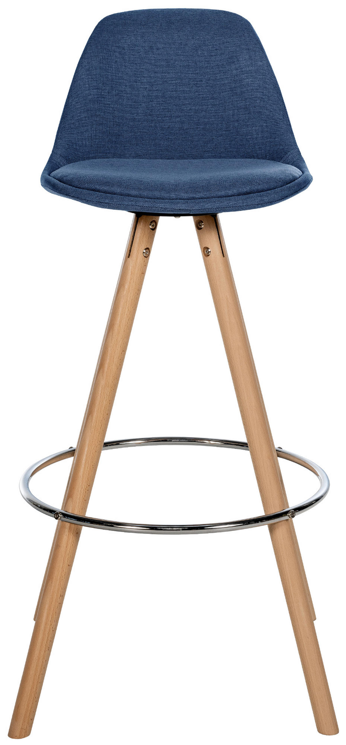 BARHOCKER PALMA Blau Stoff Braun - Blau, Holz/Textil (38/99/44cm) - DELUKE
