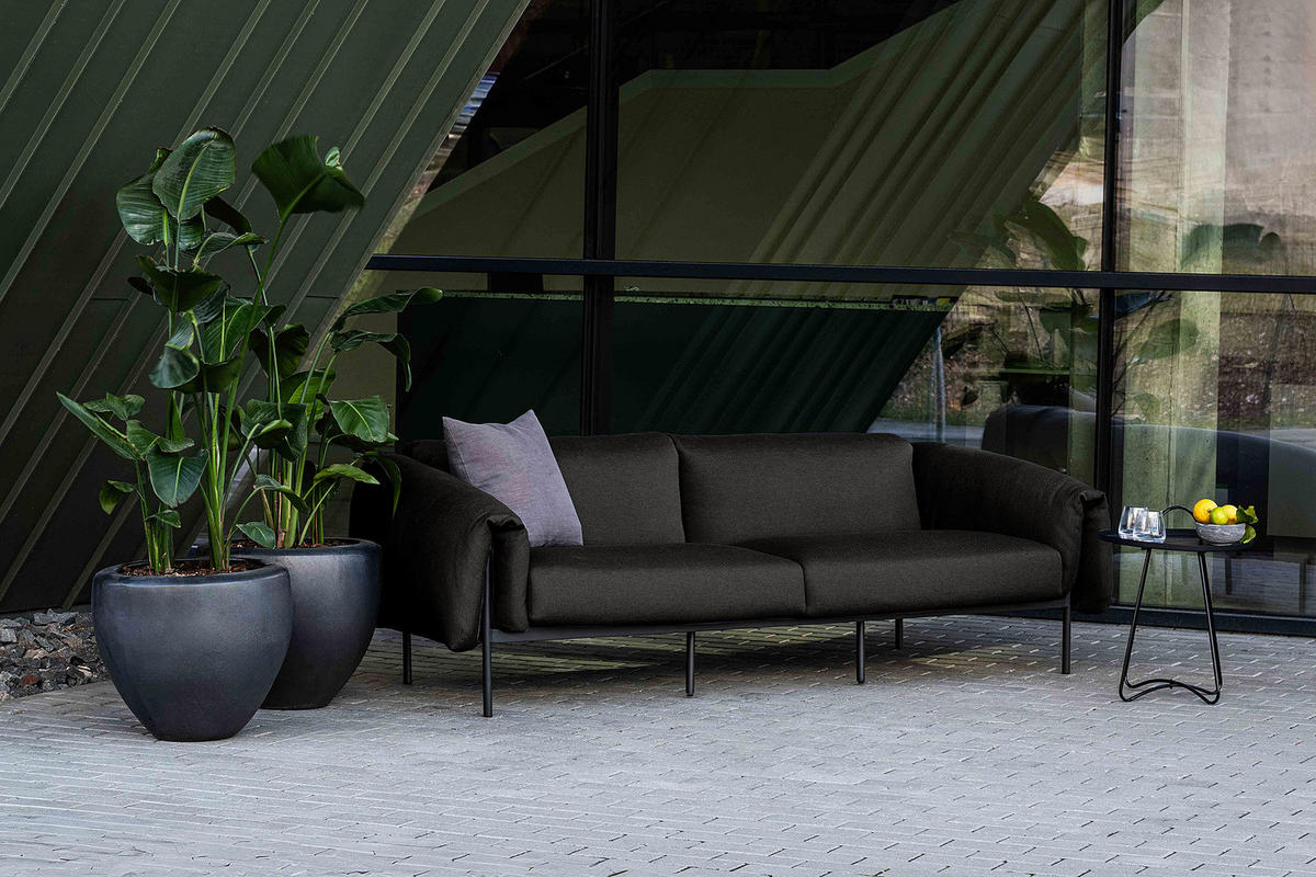 3-SITZER OUTDOOR-SOFA - Schwarz, Textil/Metall (224/70/98cm) - home24