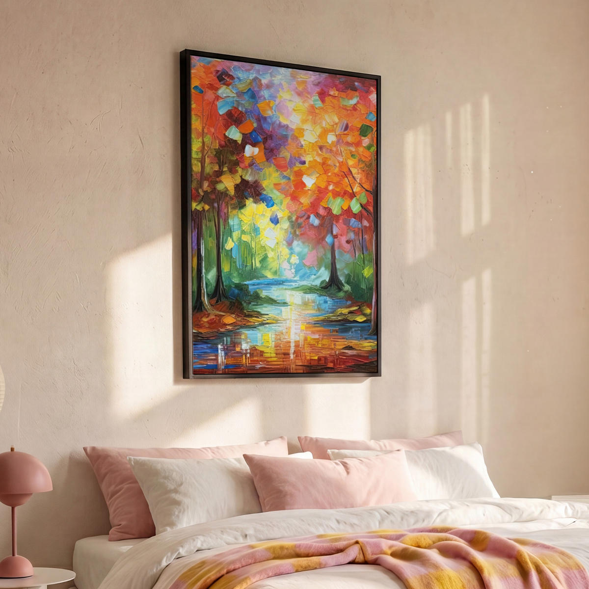 LEINWAND Bilder mit Rahmen - Landschaft - Wald - Farben - Natur - 80x120 - Multicolor, Textil (80/120cm) - MuchoWow