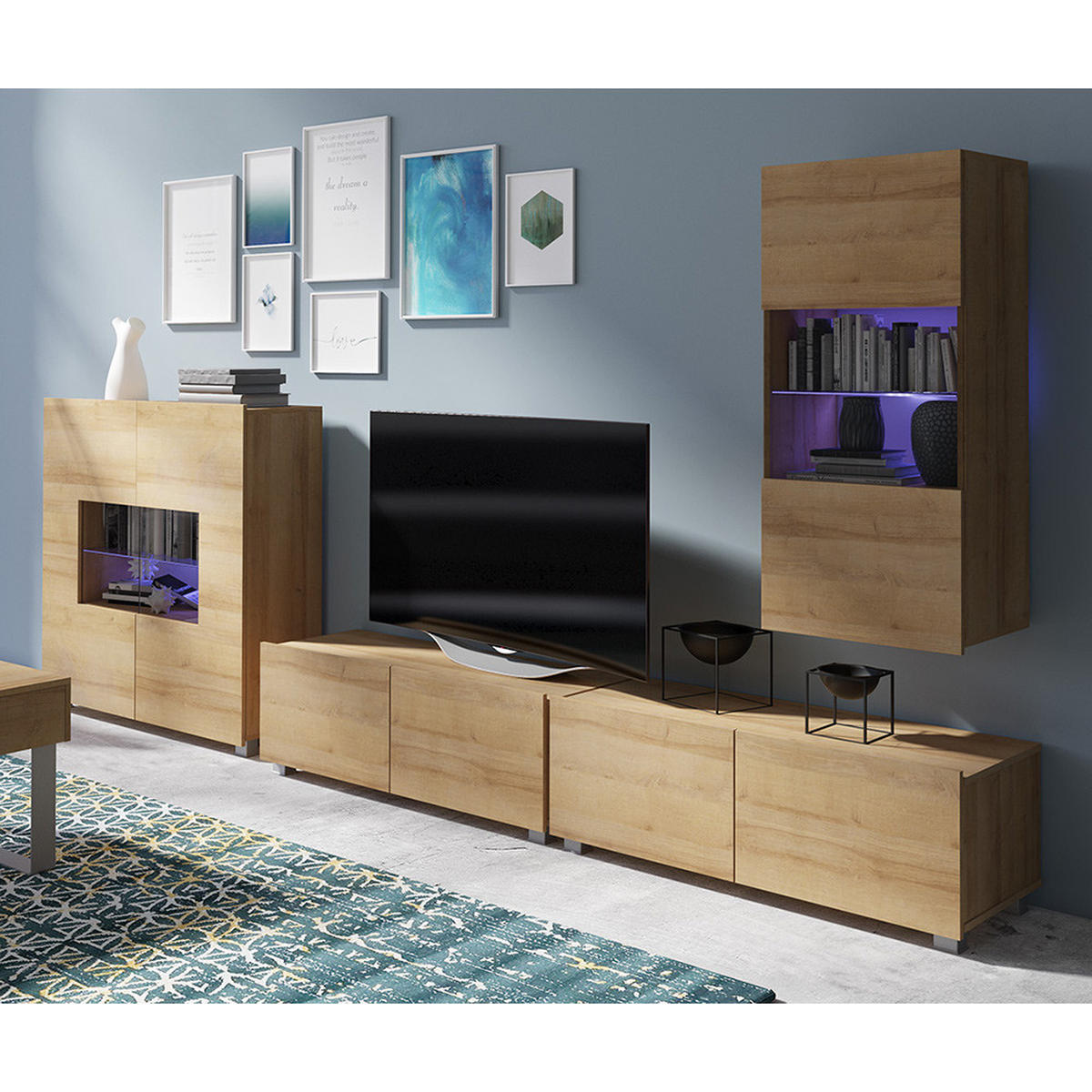 VITRINE Cairns-132 - Braun, Holzwerkstoff (45/117/32cm) - Lomado