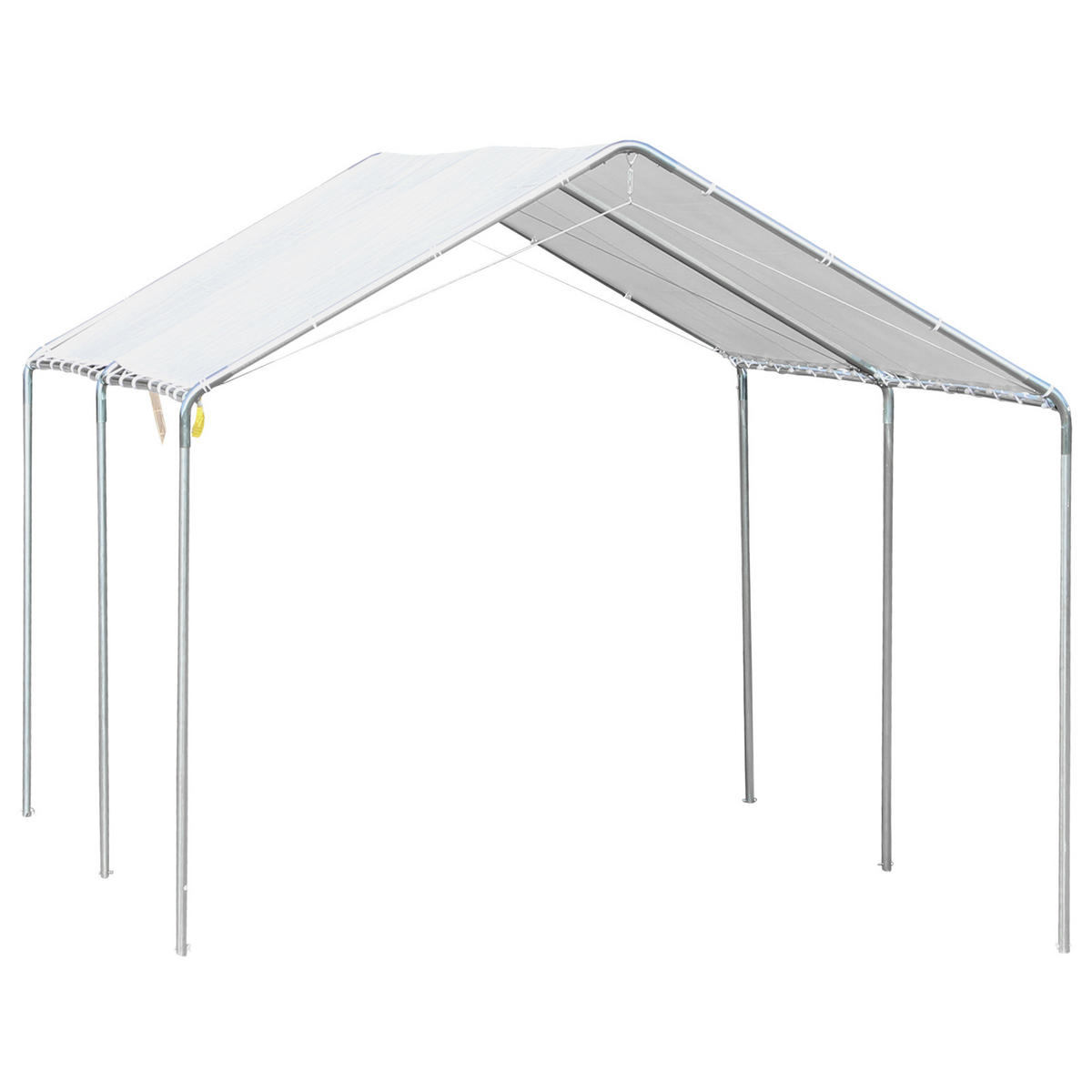 CARPORT DE-12767 600/300 cm 170 g/m² wasserdicht mit Doppeldach Weiß - Weiß, Kunststoff (595/260/290cm) - ComfortXL