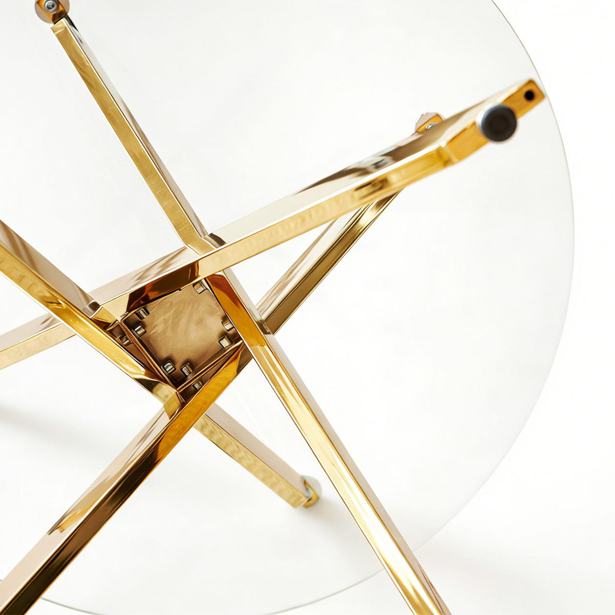 ESSTISCH 80/80/75 cm mit Glasplatte und stabilem Metallgestell, platzsparend, Gold - Goldfarben, Metall (80/80/75cm) - Redom