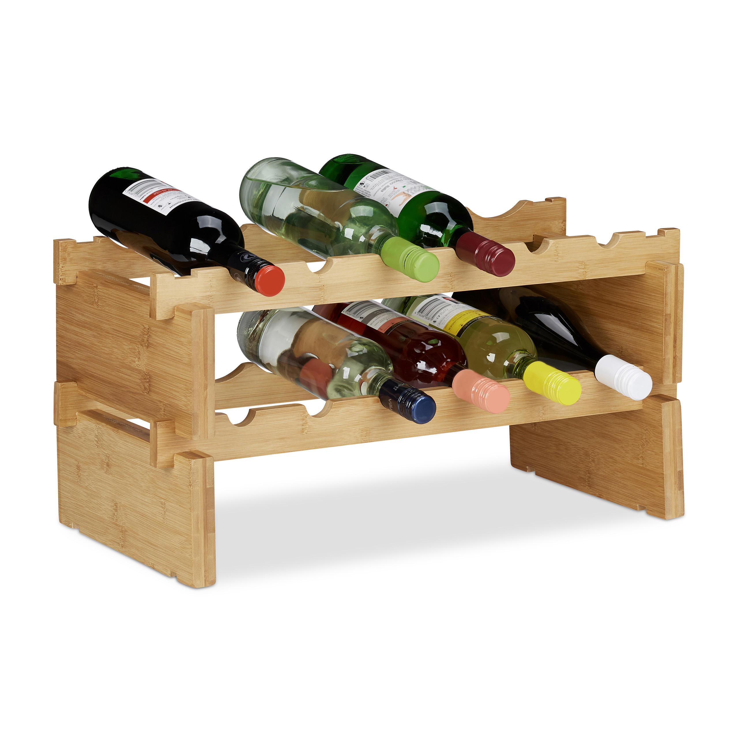 WEINREGAL - Hellbraun, Holz (60/30/28.5cm) - Relaxdays