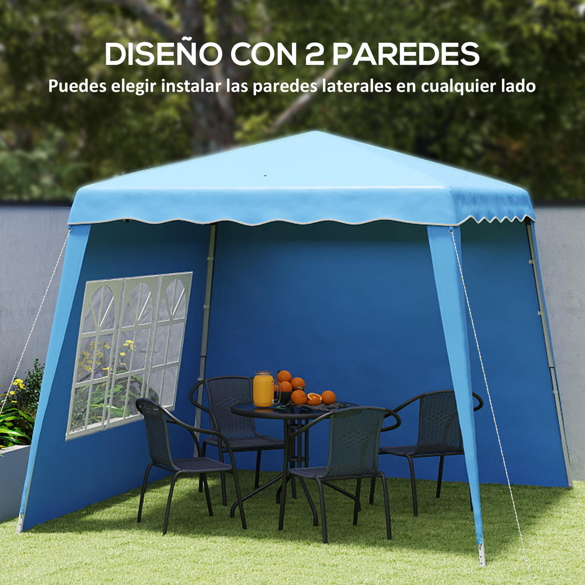 POP-UP-FALTZELT, 4×4m, zweifarbig - Dunkelblau, Textil (289/250/289cm) - Vallsero