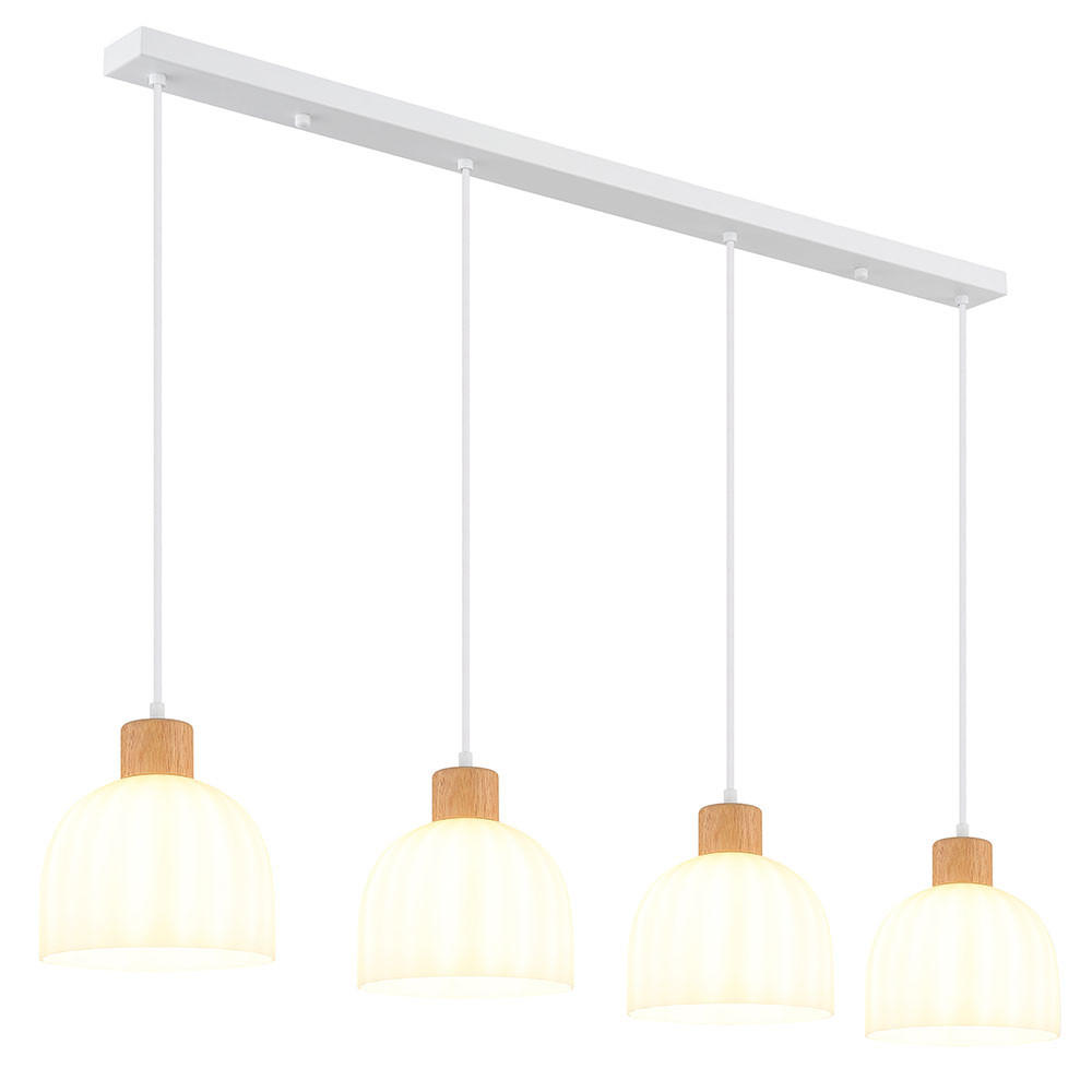 LED PENDELLEUCHTE SWANSON Metall, Glas, Weiß, höhenkürzbar - Weiß, Holz (113/20/120cm) - Globo Lighting