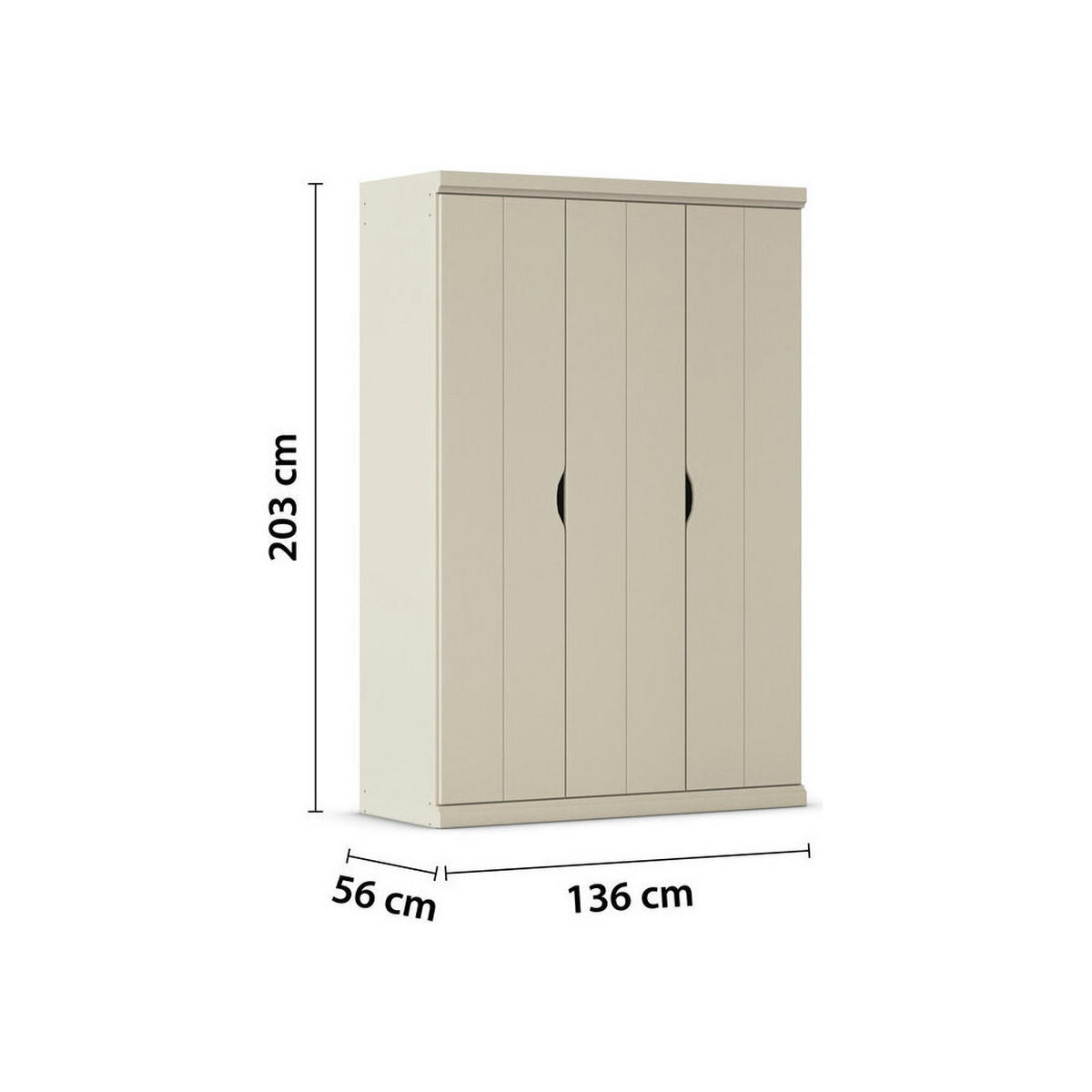JUGENDZIMMER Frieda in Beige 5-teilig mit 3 türigem Kleiderschrank ohne Schubkästen, 140er Jugendbett, Nachttisch, Schreibtisch mit Container - Beige, Holzwerkstoff (80/200/120cm)