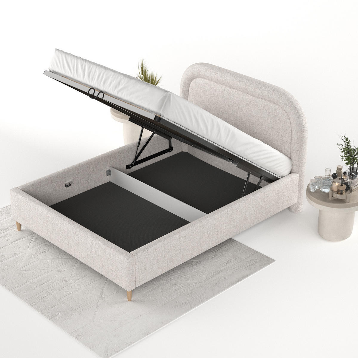 POLSTERBETT Zoya 180/200 cm Hellbeige im Neve Stoff - Sandfarben/Naturfarben, Holz/Holzwerkstoff (180/200cm) - AltaBeds