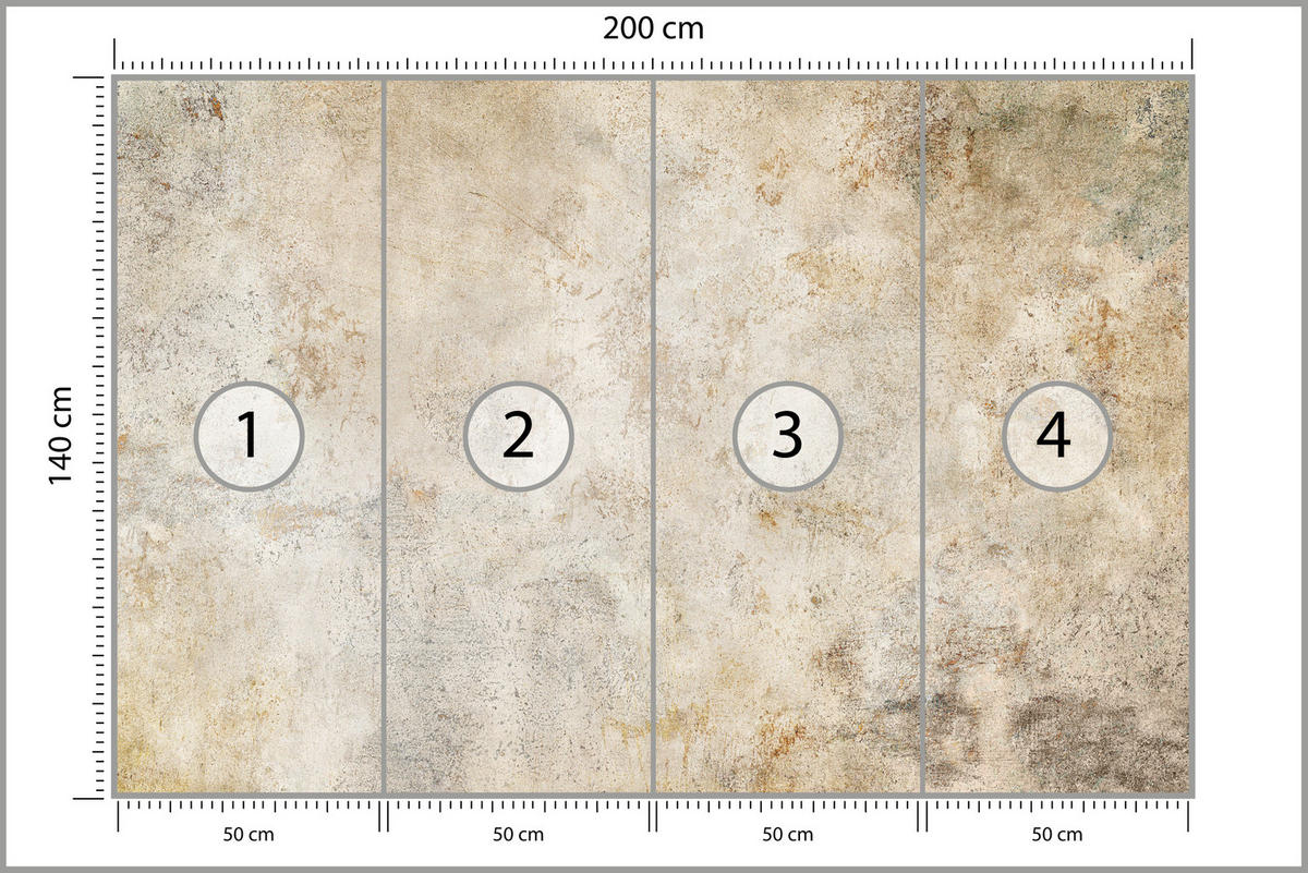 FOTOTAPETE für Wohnzimmer Minimal Beige Betonwand 200x140 - Gelb/Beige, Papier (200/140cm) - Muralo