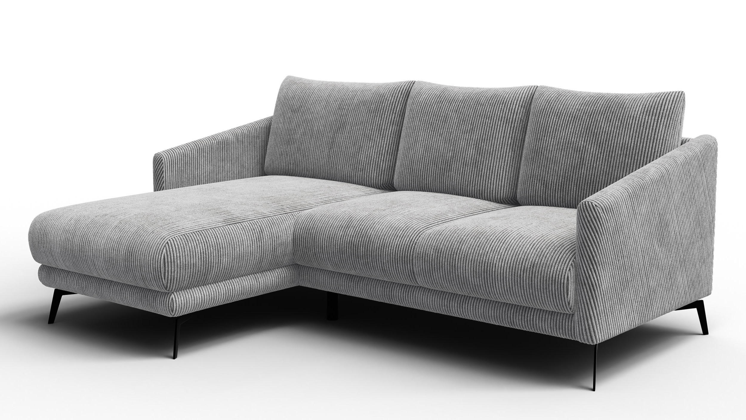 ECKSOFA VILT 3-Sitzer, hellgrau - Hellgrau/Schwarz, Holzwerkstoff/Textil (221/156cm) - Courtois Laville