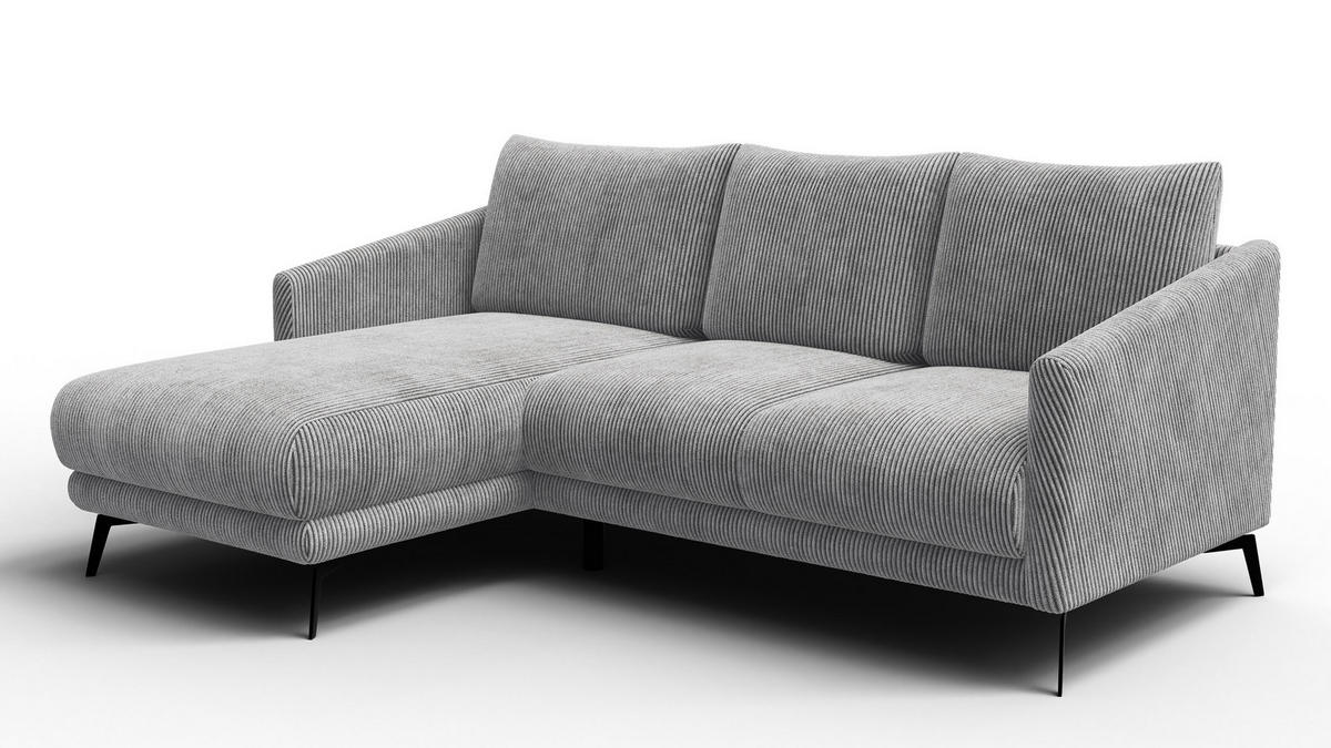 ECKSOFA VILT 3-Sitzer, hellgrau - Hellgrau/Schwarz, Holzwerkstoff/Textil (221/156cm) - Courtois Laville