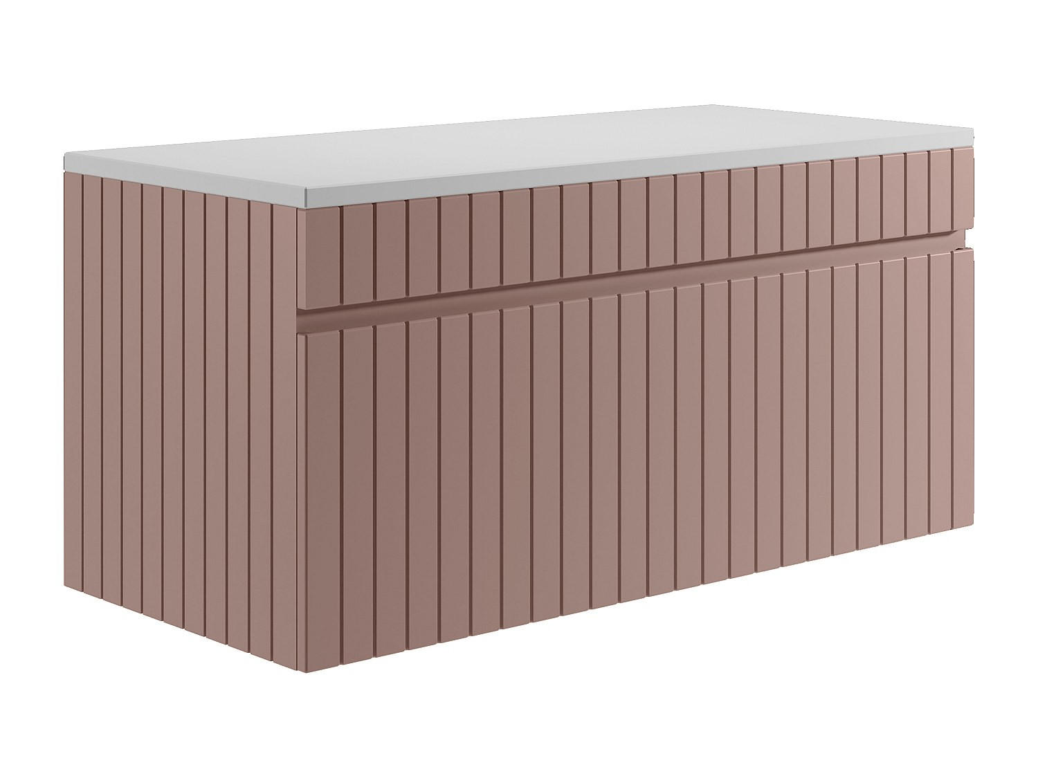 WASCHBECKENUNTERSCHRANK hängend mit Aufsatzplatte - Streifen-Optik - Rosa - 100 cm - SATARA - Pink, Holz (100/46/46cm) - Vente-Unique