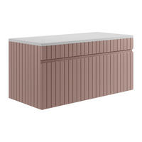 WASCHBECKENUNTERSCHRANK hängend mit Aufsatzplatte - Streifen-Optik - Rosa - 100 cm - SATARA - Pink, Holz (100/46/46cm) - Vente-Unique