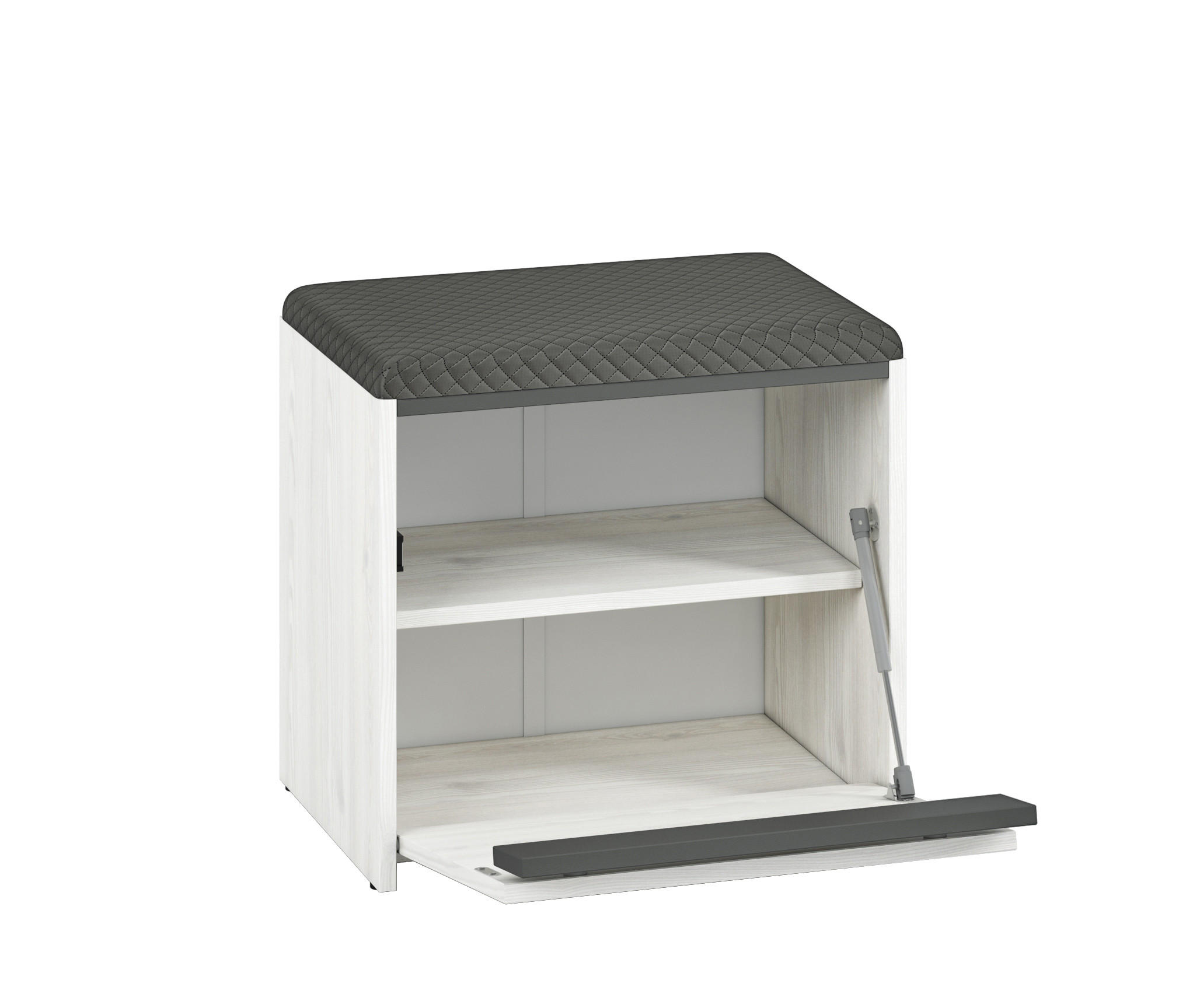 SITZBANK Hyga Pinie weiß / anthrazit 50 / 34 / 47cm - Weiß/Grau, Holz/Holzwerkstoff (50/47/34cm) - Feldmann-Wohnen