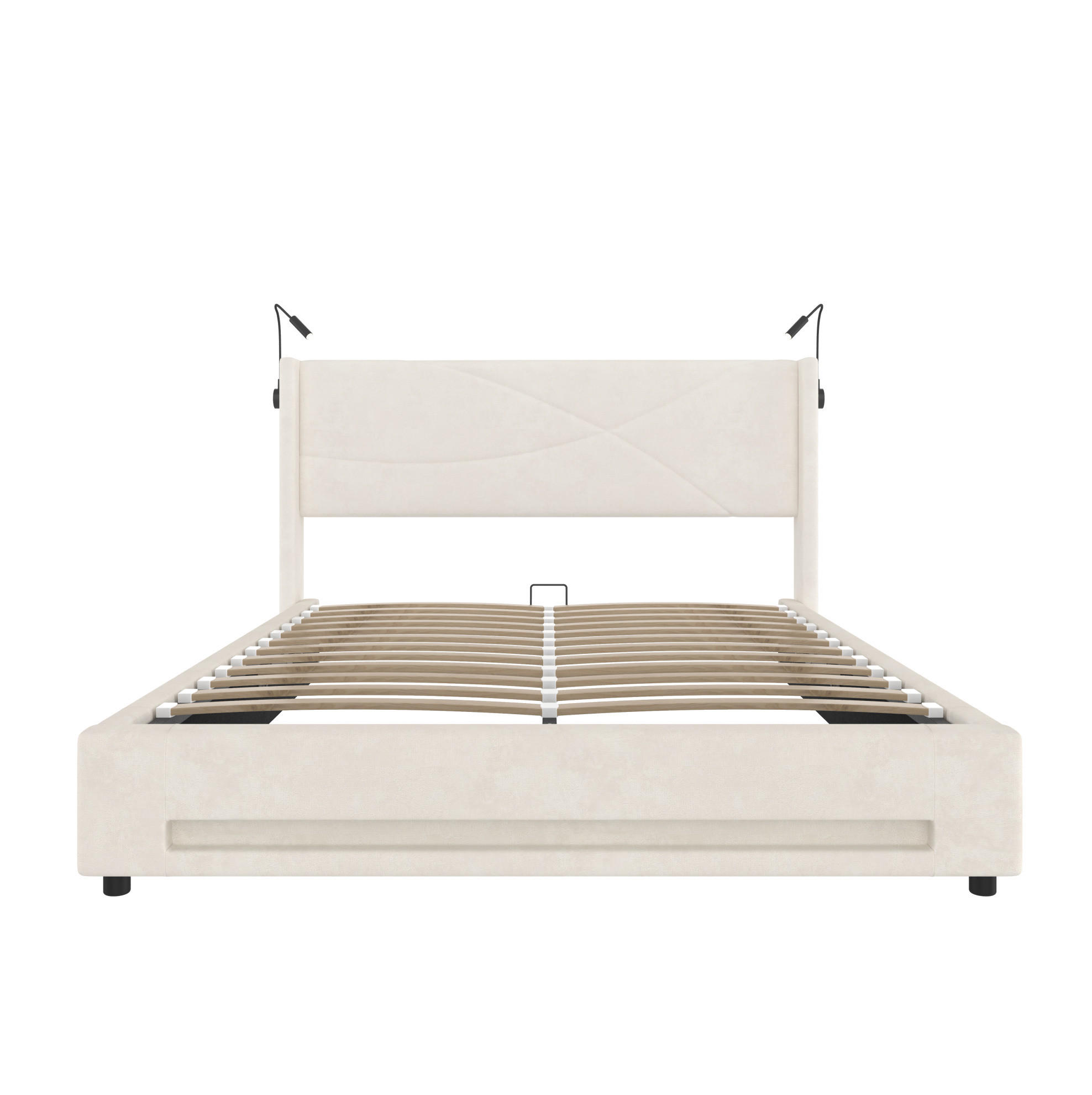 BETT 140/200 cm in Beige – mit Bettkasten, LED, USB und Lattenrost - Beige, Textil (140/200cm) - BEAOK