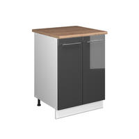 SPÜLENUNTERSCHRANK Fame-Line, Anthrazit Hochglanz/Weiß, 60 cm - Schwarz Hochglanz/Weiß, Holzwerkstoff (60/82/60cm) - Vicco