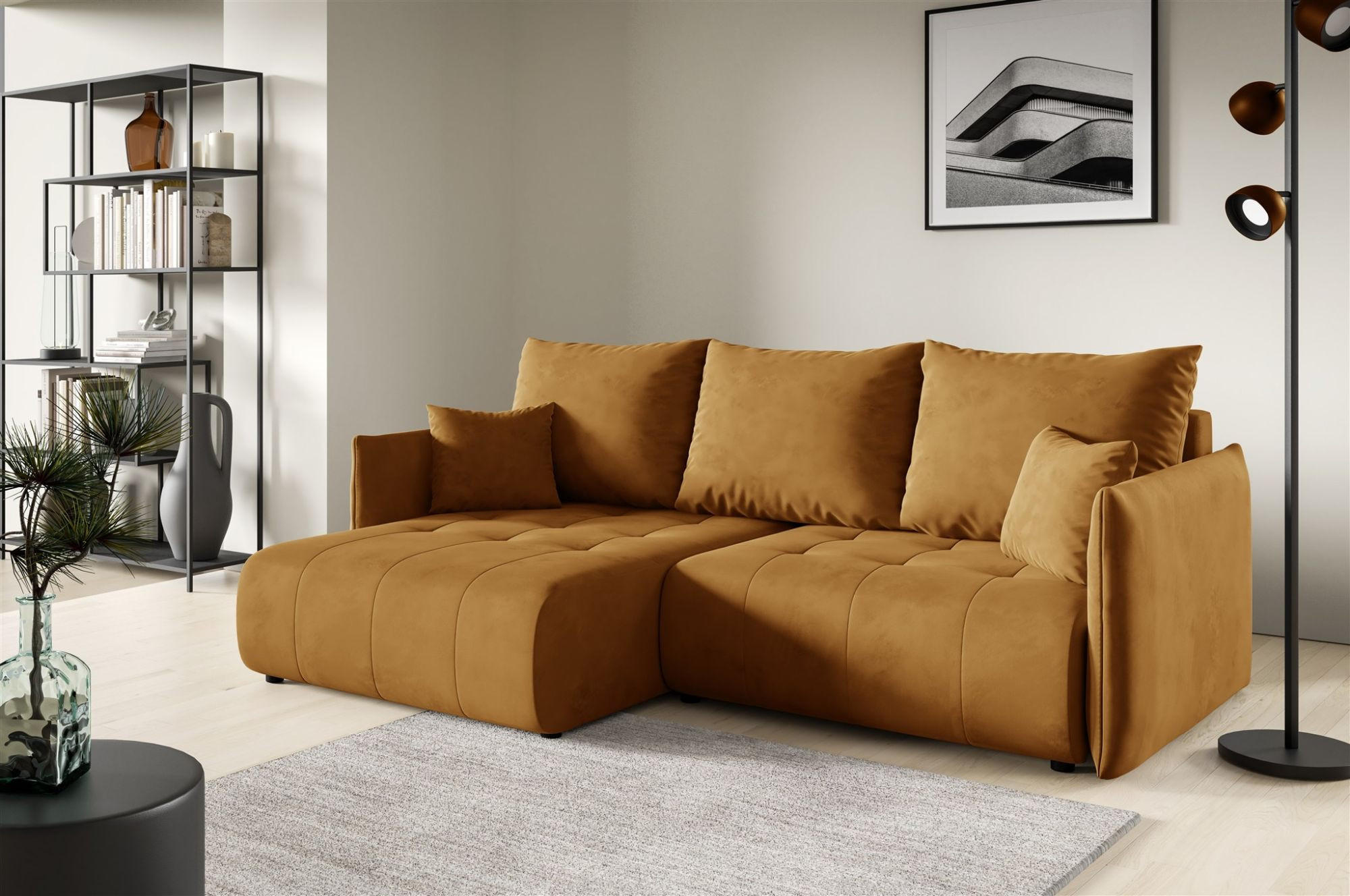 ECKSOFA Canio - Gelb, Holzwerkstoff/Textil (221/153cm) - Fun Möbel