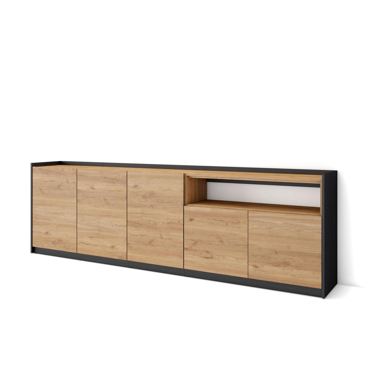 SIDEBOARD, Highboard, Eiche Schwarz, 260/37/80cm - Eichefarben, Holzwerkstoff (260/80/37cm) - Skraut Home