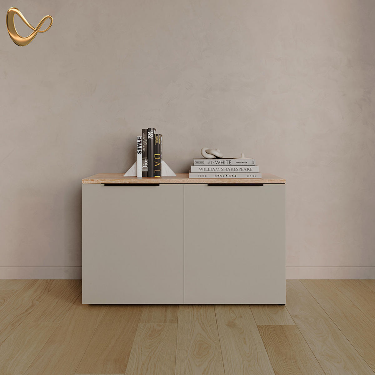 KOMMODE Piave Greige mit 2 Türen - Greige, Holzwerkstoff (80/50/40cm) - Livinity®