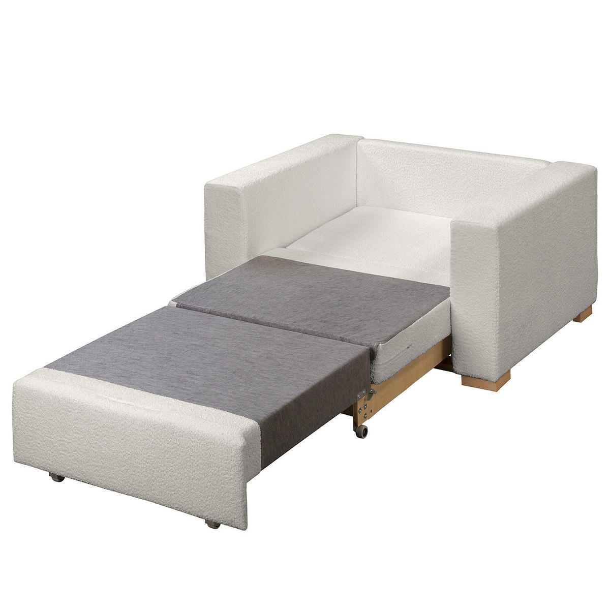 SCHLAFSESSEL - Buchefarben/Hellgrau, Buchenholz/Textil (110/90/90cm) - home24