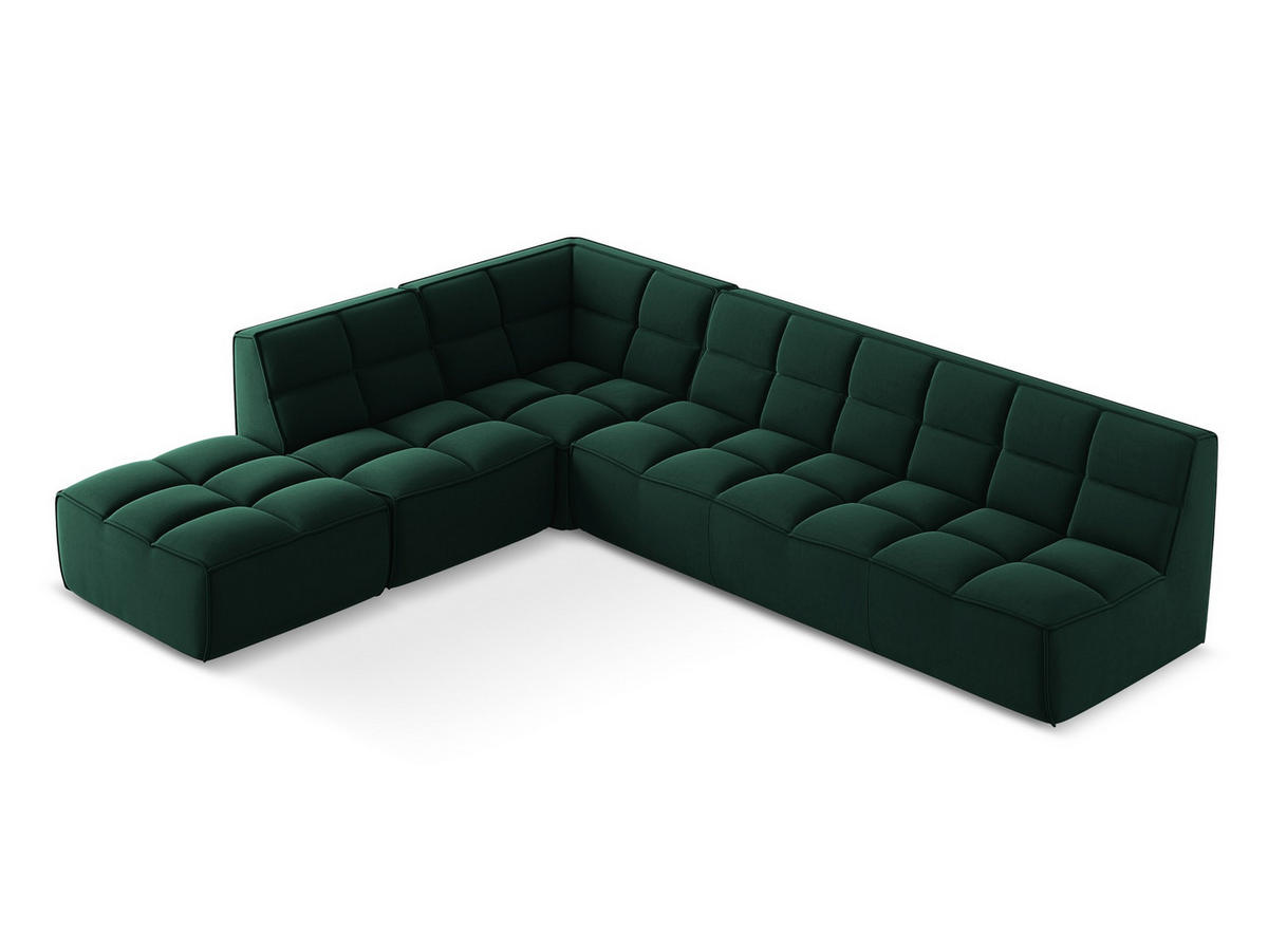 ECKSOFA Beidseitig Samt Stoff Grün - Dunkelgrün/Schwarz, Kunststoff/Textil (308/258cm) - Makamii