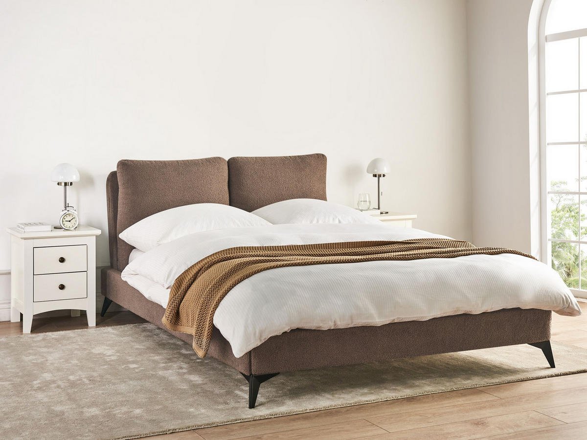 POLSTERBETT mit Lattenrost 140x200 cm Braun Melle - Braun, Textil (140/200cm) - Beliani