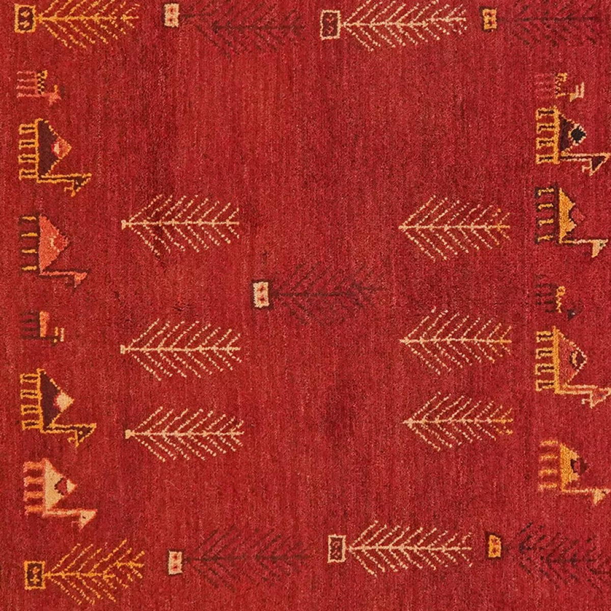 GABBEH-TEPPICH handgeknüpft Rizbaf Rot 192/149 cm Schurwolle - Rot, Textil (149/192cm) - Looma