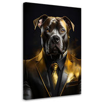 WANDBILD hundetiere im anzug - Goldfarben, Textil (80/120cm) - Feeby