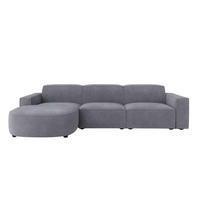 ECKSOFA Cursal Round L-Form, Stoff Salvador, Grau, Links - Grau, Holz (284/166cm) - Kaiser Möbel