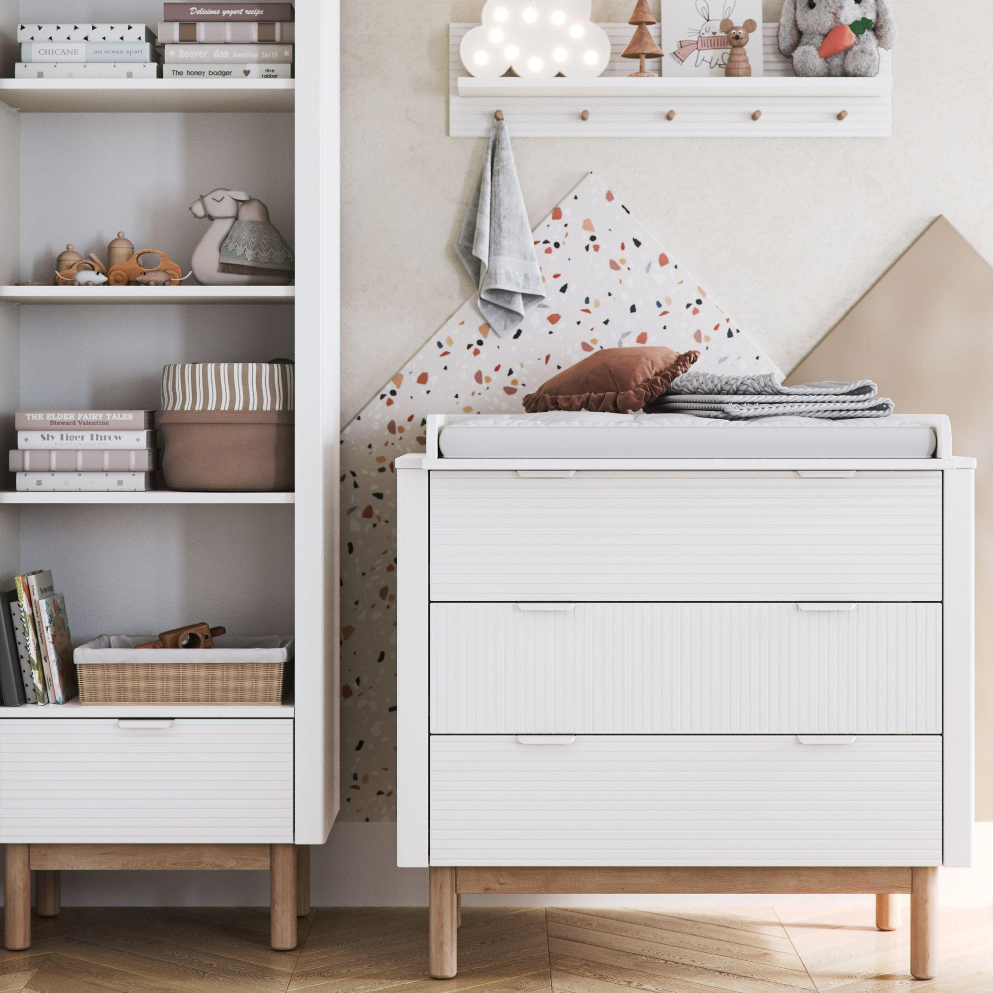 WICKELKOMMODE Lotti mit Schubladen - Weiß, Holz (101/91/53cm) - KONSIMO®