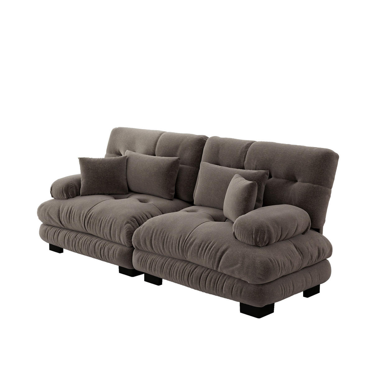 ECKSOFA aus Chenille mit modularer Gestaltung und Rundarmlehnen, Braun - Braun, Textil (220/77cm) - Redom